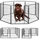 IvoQ Puppyren – Hondenren met 8 panelen 80x60 cm – Hondenbench – Staal – Opvouwbaar & Duurzaam – Geschikt voor Honden, Konijnen en Meer