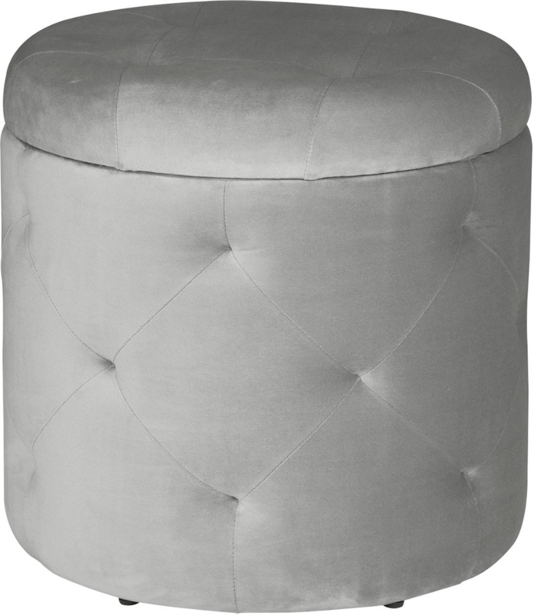 Grote Poef met Opbergruimte - Hocker, Poef, Opbergpoef - Stevig, Stijlvol & Comfortabel - Lichtgrijs 39.5x40cm