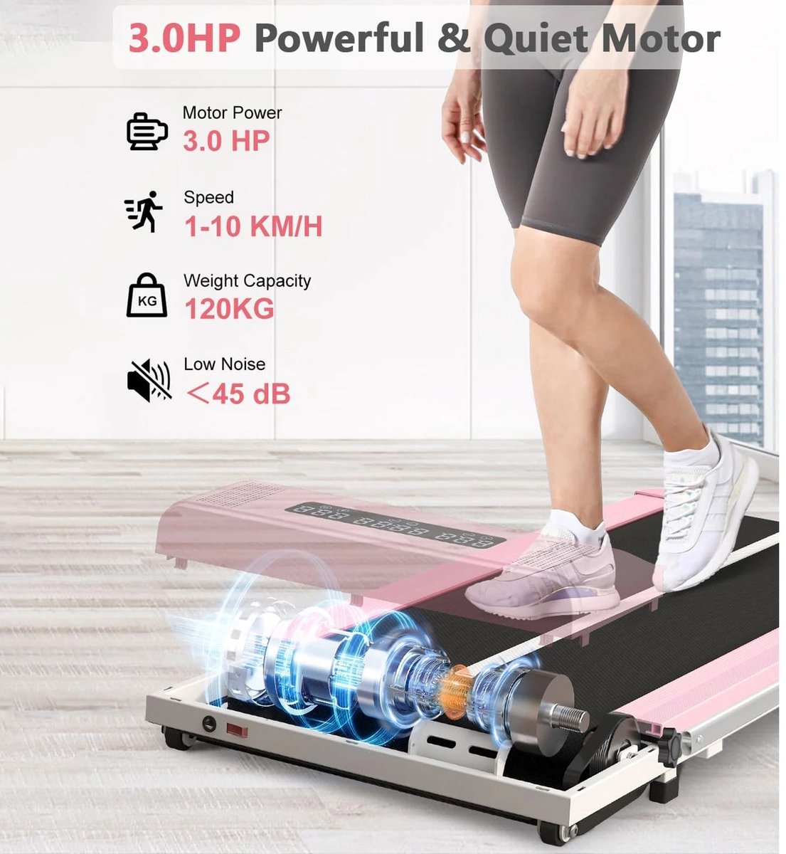 Afbeelding 3 van MzShop - Loopband Inklapbaar - Home trainer - Loopbanden - Loopband fitness - Loopband voor thuis - Met helling functie - 1 tot 10 Km Per uur - Zwart