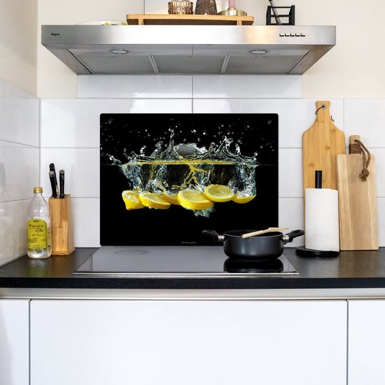 KitchenYeah® Protection plaque induction 70x55 cm - Citron - Eau - Fruit - Protege plaque de cuisson - Couvre plaque induction - Protecteur d'induction - Cuisine
