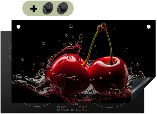 KitchenYeah® Protection plaque induction 90x50 cm - Cerises - Fruits - Eau - Protege plaque de cuisson - Couvre plaque induction - Protecteur d'induction - Cuisine