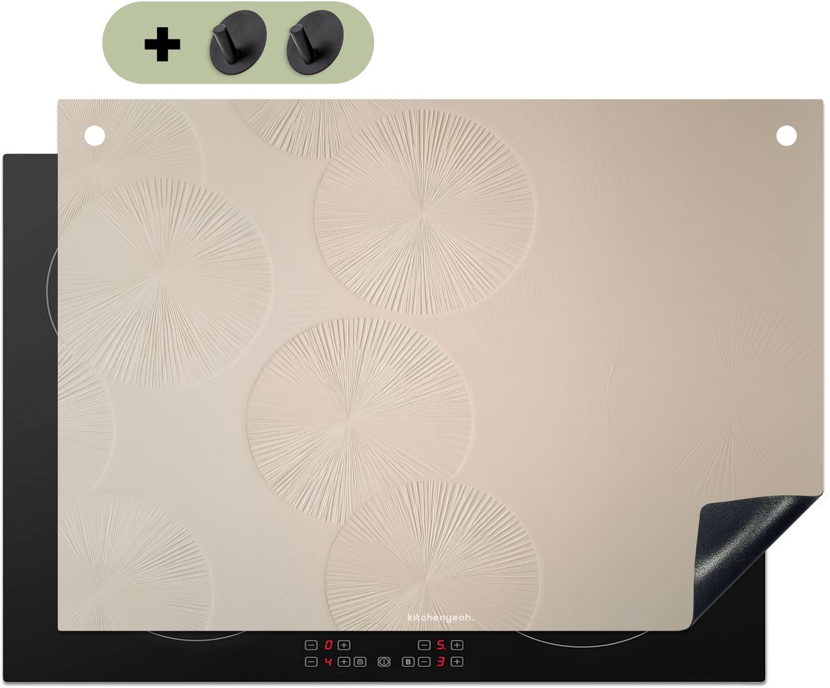 KitchenYeah® Inductie beschermer 75x52 cm - Japandi - Beige - Modern - Kookplaataccessoires - Afdekplaat voor kookplaat & Spatscherm achterwand - Inductiebeschermer - Inductiemat - Inductieplaat mat - Keuken decoratie
