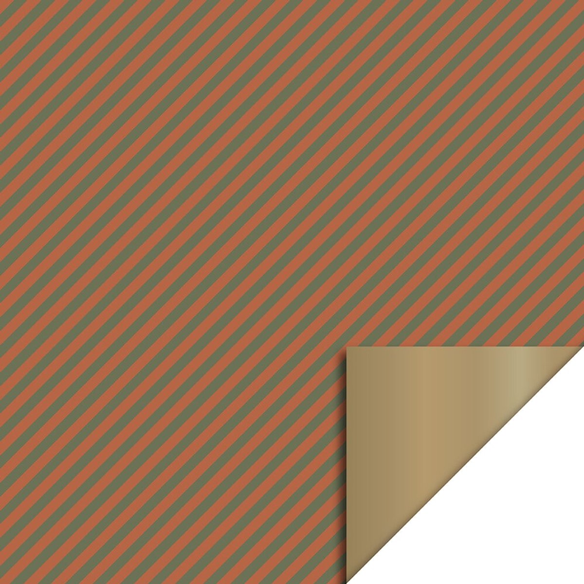 Cadeaupapier 70x300 cm - Duo Stripe Cognac/Green-Gold