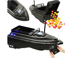 MOZY® - Voerboot - Zwart- tot 2 kg - Bestuurbaar - 500 meter bereik - met Verlichting - GPS Functie - 12 000 mAh - Visvoer Boot - Karper Vissen - Karpervissen - Visaasboot