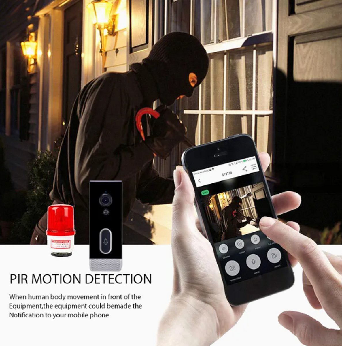 HD Slimme Deurbel met 1080p Video Kwaliteit en Beweging - afbeelding 3