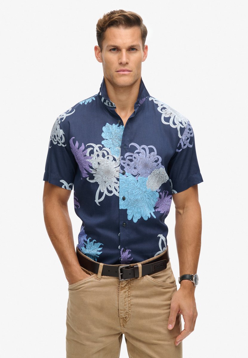 Superdry Hawaïaans overhemd Heren Shirts Marineblauw