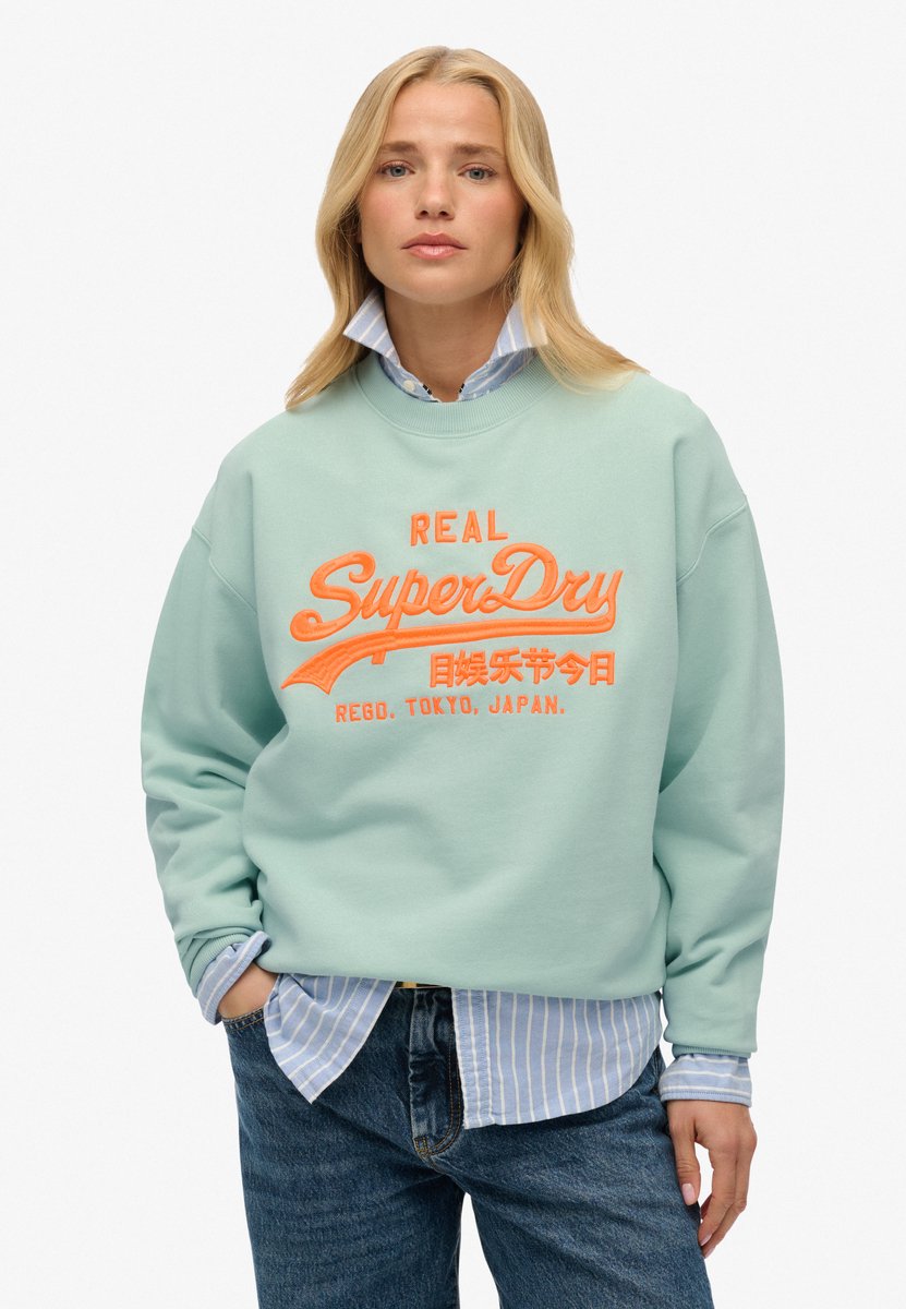 Superdry Vintage Logo Neon sweatshirt met losse pasvorm Dames Truien Grijs