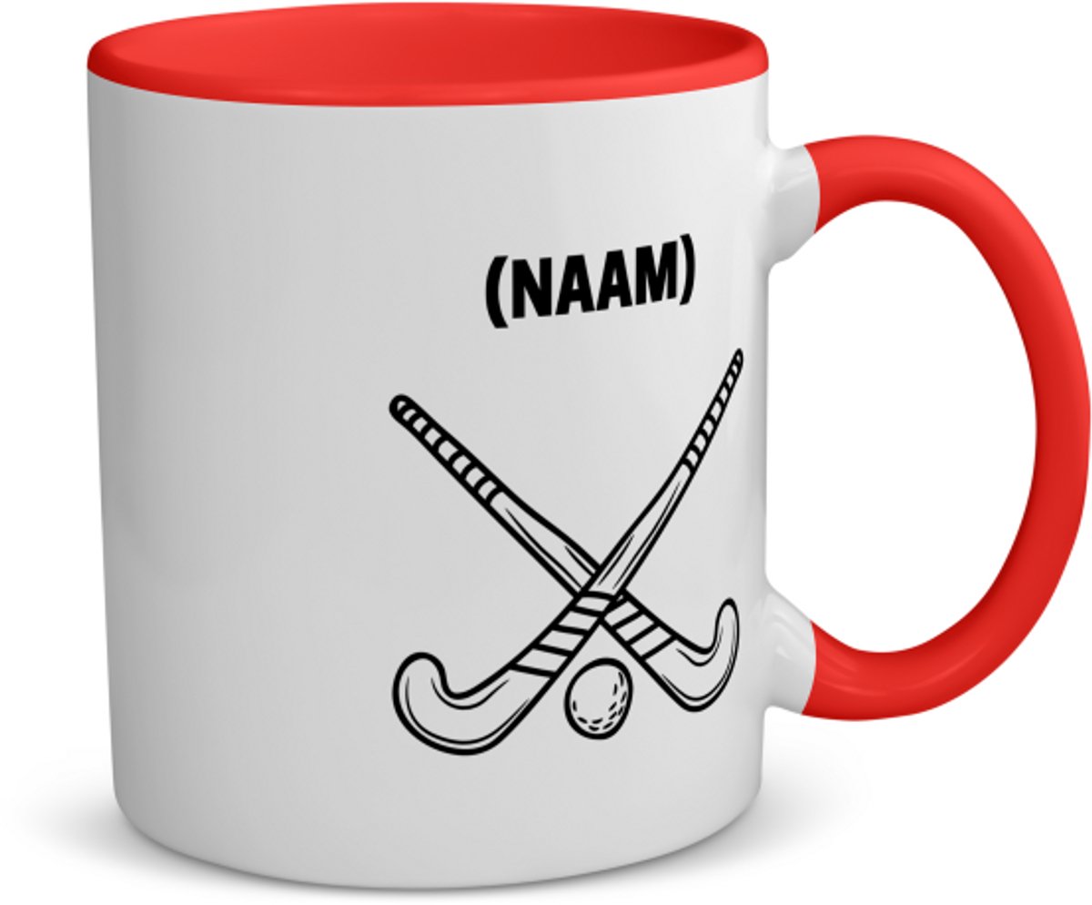 Akyol - hockey met eigen naam koffiemok - theemok - rood - Hockey - hockeyer - sport - 350 ML inhoud