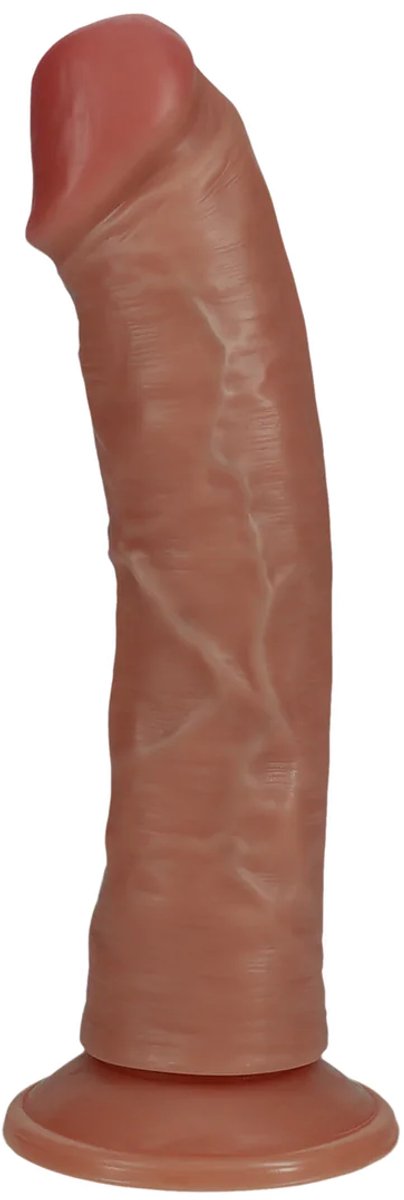 Vibrating Regular Curved Cock - 8" / 20,5 cm - Tan