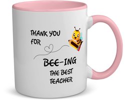 Akyol - docent cadeau - koffiemok - theemok - roze - Docent - meester en juffen cadeau - docent - collega cadeau - verjaardag - cadeau - afscheidscadeau - geschenk - leuke cadeau - kado - gift - juffendag - meesterdag - 350 ML inhoud