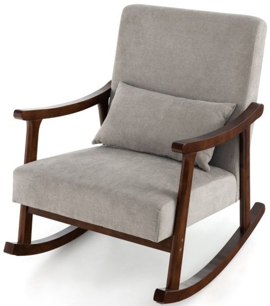 Fauteuil à bascule rembourré avec accoudoirs – Fauteuil marron pour salon et détente
