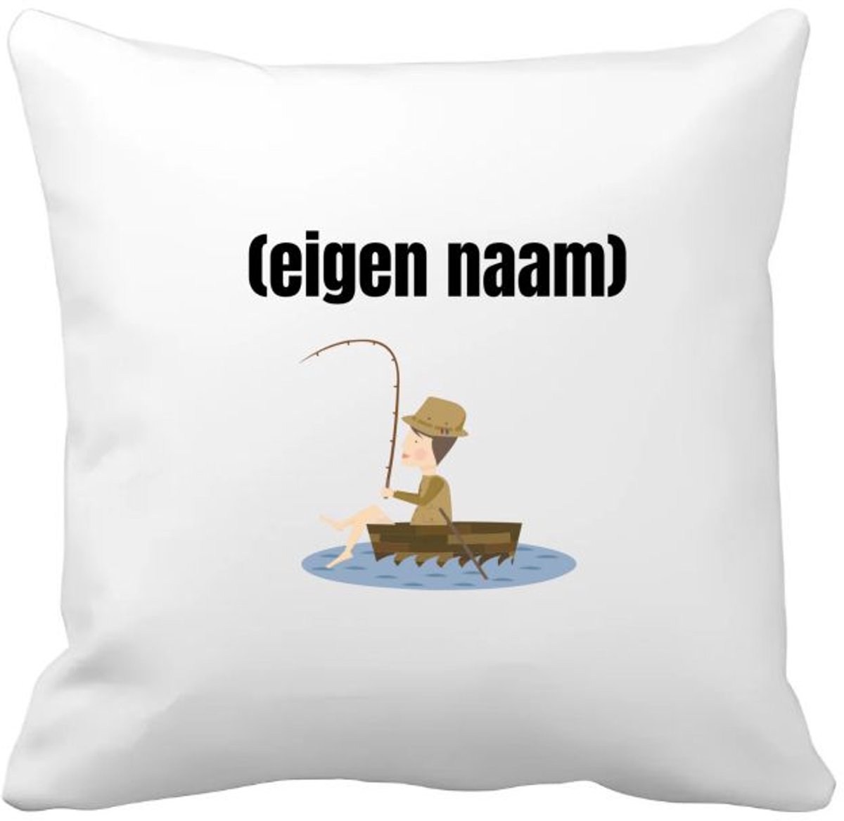 Akyol visser in een bootje met eigen naam Kussen hoes - Vissen - liefhebber van vissen - iemand die houdt van vissen - verjaardag - cadeau - kado - geschenk - 40 bij 40 cm Multicolor
