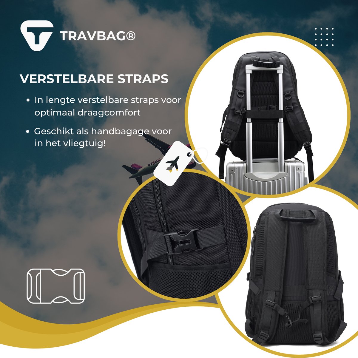 TRAVBAG® EXPLORER - XL Rugzak 65L met Laptopvak - Backpack Reistas - Wandelrugzak - Waterdicht & Verstelbaar - USB Oplaadpoort - Anti-diefstal - Incl. Reisslot - Voor Reizen, Werk & School – foto 4