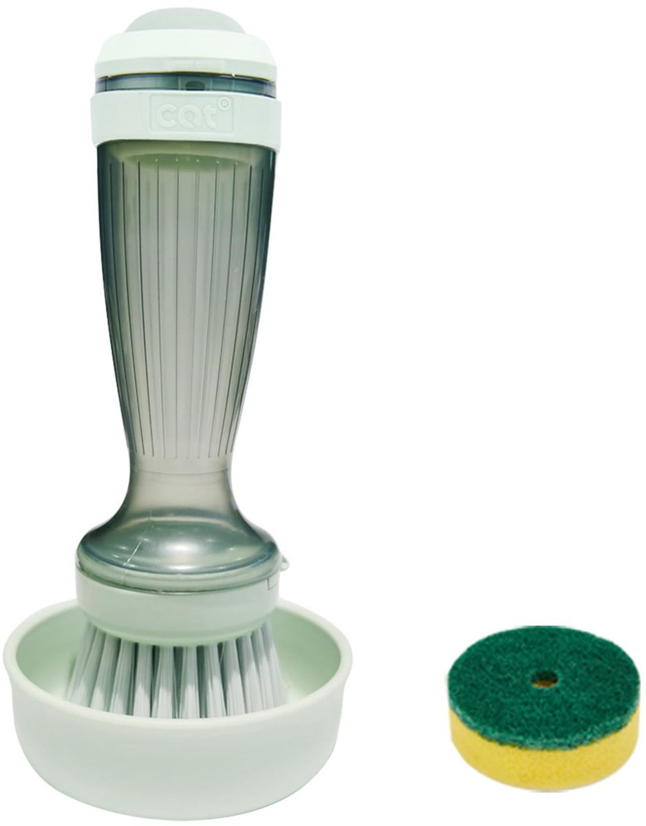 My Ninki ® Multifunctionele Keuken- en Schoonmaakborstel met Ingebouwde Zeepdispenser en Verwisselbare Koppen