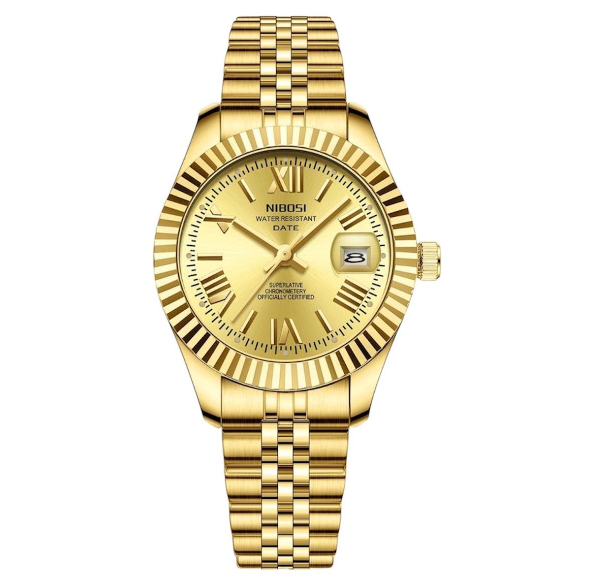 Nibosi - Luxe Herenhorloge - Polshorloge - Heren - Cadeau - Horloge - Geschenkdoos - Mannen - Geelgoud - RVS