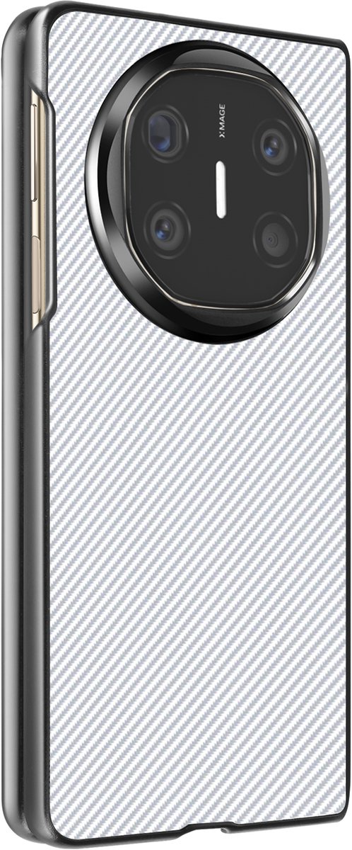 Avizar Carbon Hoesje Geschikt voor Huawei Mate X6 Silicone Contour Geweven Leer, Wit
