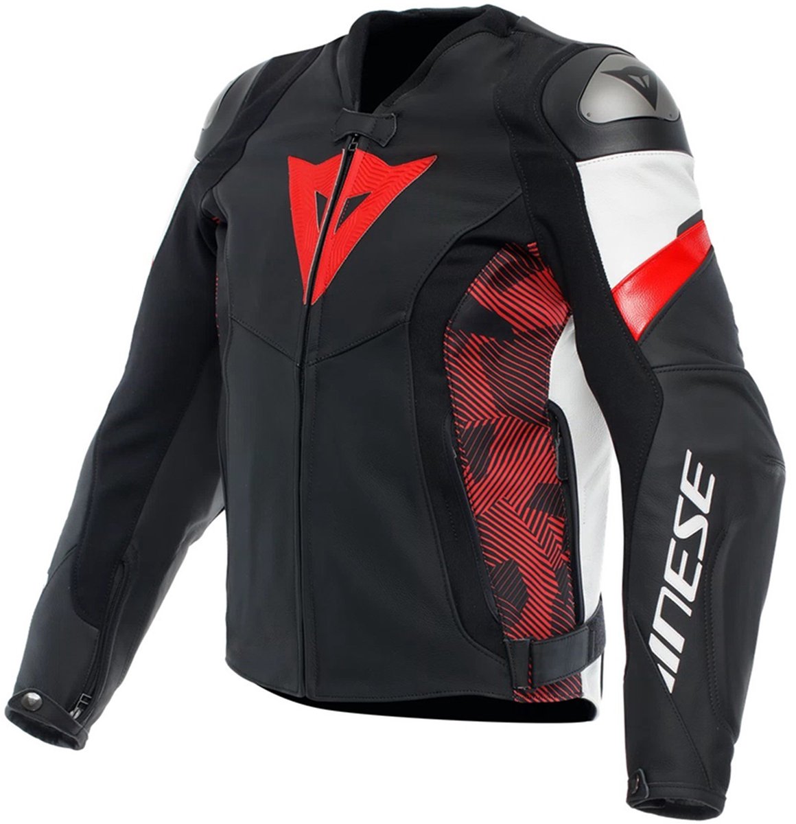 Dainese Avro Leren 5 Jas Zwart Rood Lava Wit - Jas
