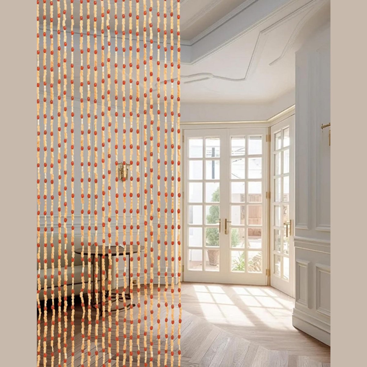 Goodivery® - Deurgordijn Vliegengordijn - Deurgordijn Kralen - Deurgordijn - Houten Kraal - 45 Strengen - Bescherming tegen Insecten - 90cm x 200cm - Rood en Beige