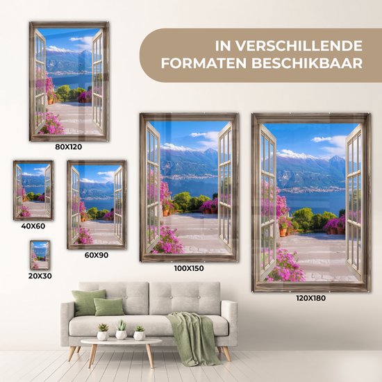 MuchoWow® Peinture sur verre 60x90 cm - Peinture sur verre acrylique - Vue - Berg - Paysage - Vue - Lac - Photo sur verre - Décoration murale salon - Décoration murale chambre - Peintures