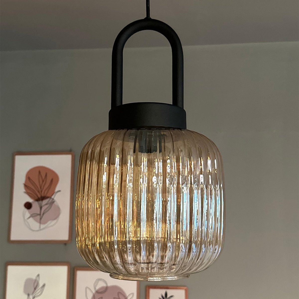 Bamyum Mopa hanglamp, industriële Modern stijl, Ø30 cm, honingkleur metalen lamp