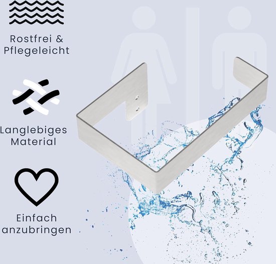 WOHNHELD® Toiletpapierhouder zonder boren, met afrol-rem, roestvrij staal, zilver en zwart, wc-rolhouder zonder boren, wc-papierhouder, toiletrolhouder, toilet badkamer, zwart