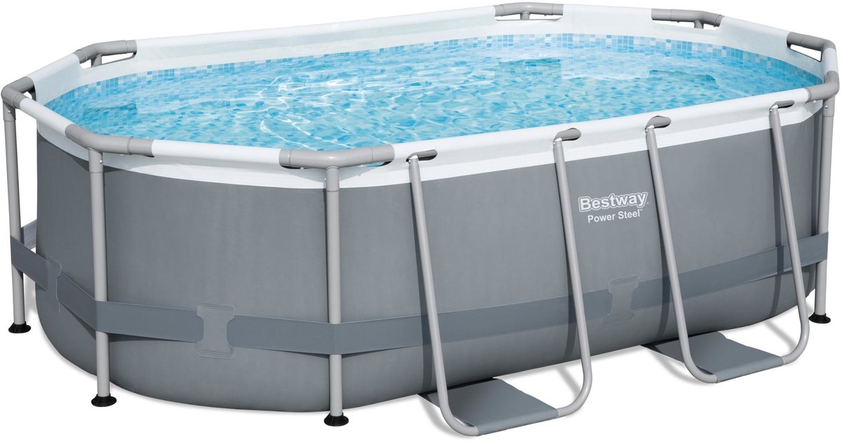 BESTWAY Power Steel ovaal bovengronds zwembad - 305 x 200 x 84 cm - Patroonfilter - Chemconnect diffusor