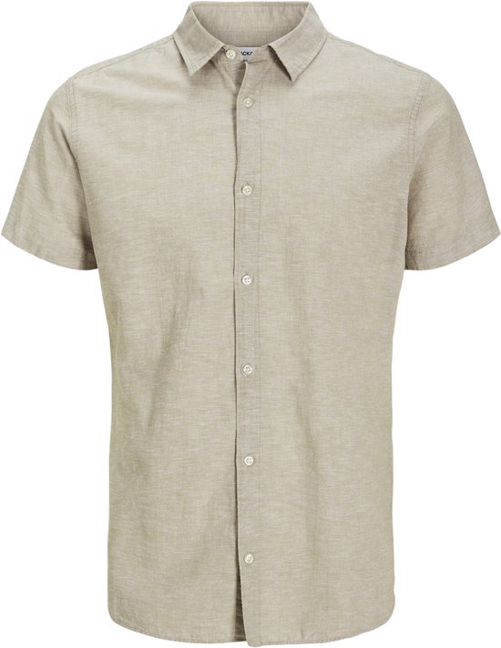 JACK&JONES JJEBREEZE LINEN BLEND SHIRT SS SN Heren Overhemd - Crockery