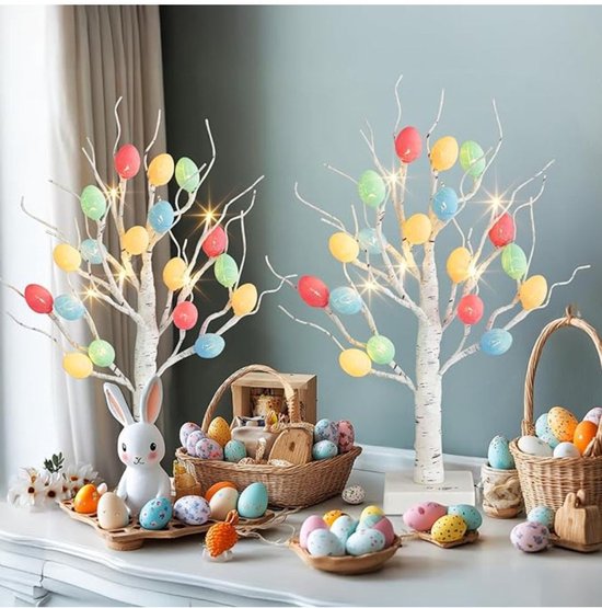 Paasdecoratie voor op tafel, paastafeldecoratie, haaseieren