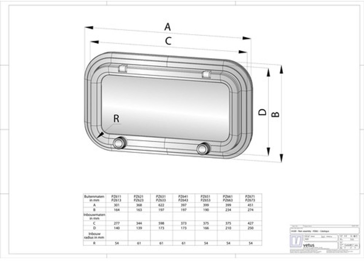 VETUS aluminium Patrijspoort 344x155mm | PZ621