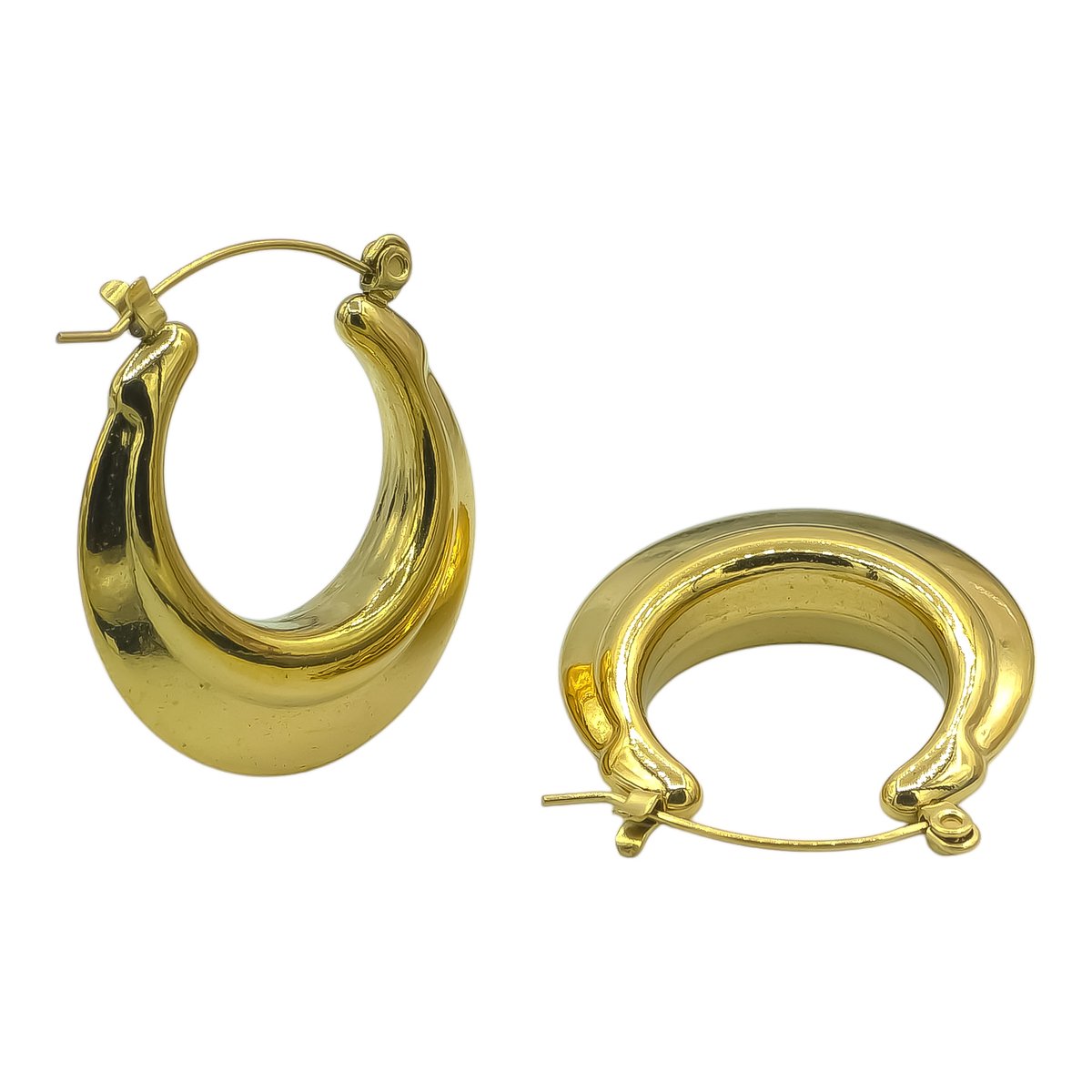 Chunky Hoops – Goldplated Stalen Oorringen voor Dames – Goudkleurige Oorbellen - Ø 28 mm