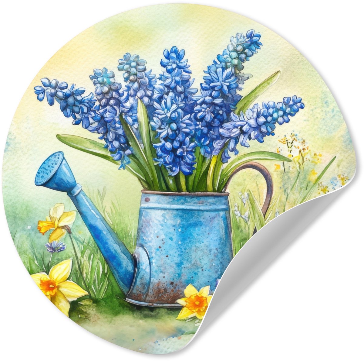 WallCircle® - Behangcirkel 120x120 cm - Muurstickers Gieter - Lavendel - Bloesems - Muurci