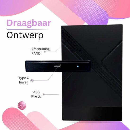 DailySupplies® Harde Schijf Extern - Draagbare - 1TB Opslag - Zwart van Merkloos — afbeelding 2