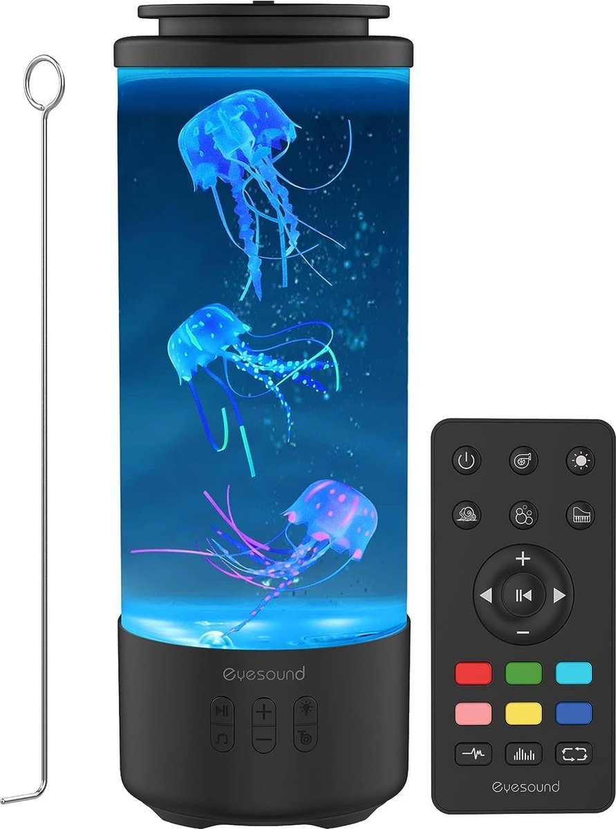 Kwallen Lavalamp met Bluetooth-luidspreker, 7 Kleuren Veranderende USB Elektrische Kwallen Tank Nachtlampje, Realistisch Aquarium Sfeerlicht Cadeau Voor