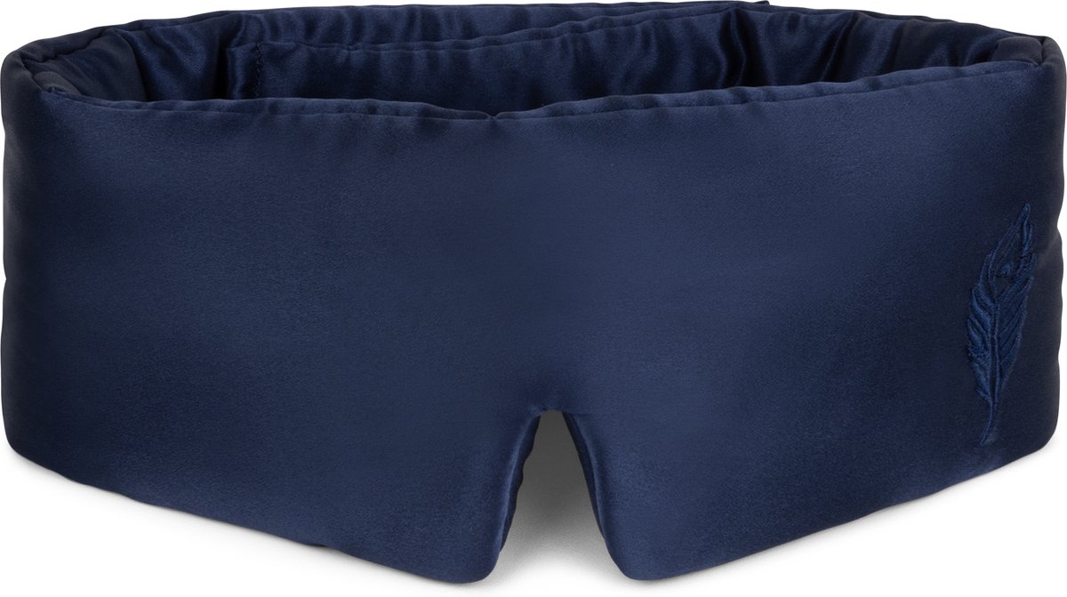 MindBaas - Zijden Slaapmasker - Eco - Verstelbaar - Donkerblauw - 100% verduisterend - Ademend - Oogmasker - Eye Mask - Slaapmasker Mannen en Vrouwen - Kinderen - OEKO-TEX gecertificeerd