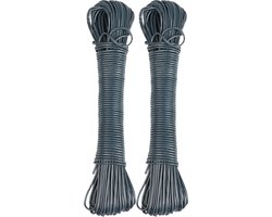 Urban Living Waslijn - 2x - 20 meter - PVC - donker grijs - drooglijn / waslijndraad - wasgoed ophangen
