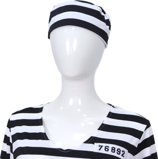 Joya Kids® Robe Crooks rayée | Robe de costume de prisonnier | Habille la robe | Déguisement / femme | Bandit | Déguisements | Costume de carnaval | Femmes | Taille M