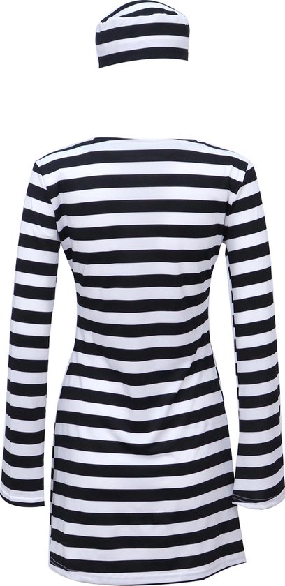 Joya Kids® Robe Crooks rayée | Robe de costume de prisonnier | Habille la robe | Déguisement / femme | Bandit | Déguisements | Costume de carnaval | Femmes | Taille M