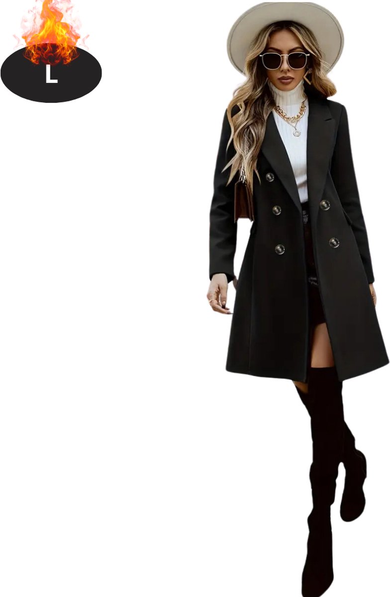 Bovista Mantel Dames Tussenmantel Jas Mantelpakje Trenchcoat Overjas Overcoat Winter Zwart