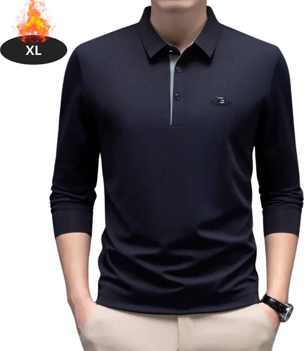 Nivard Poloshirt Heren T-Shirt Heren Shirt Overhemd Polo Shirt Lange Mouwen – XL Blauw