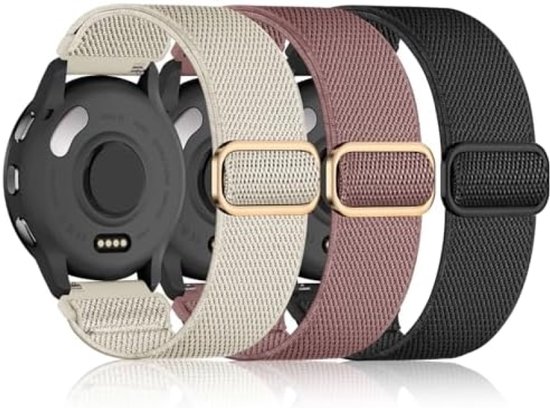 Bracelet 3 pièces compatible avec Garmin Venu 2S/Venu 3S/Vivoactive 4S/Vivomove 3S/Forerunner 255S/265S, bracelet élastique pour Garmin Venu 2S, femme et homme