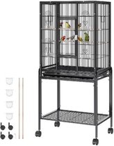 Bol.com Vrijheid Parkieten Kooi - Vogelkooi met Rollende Standaard - 61x43x137cm - Zwart - Inclusief Dienblad aanbieding