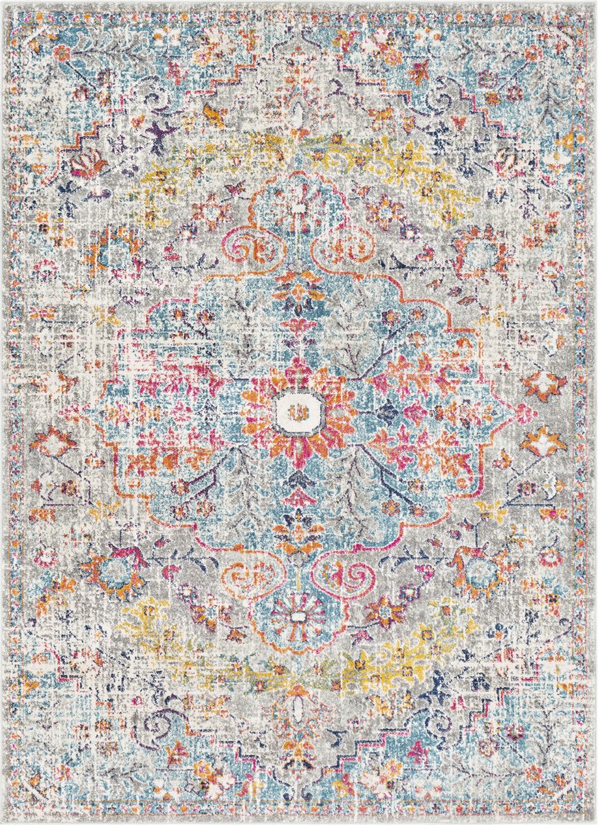 SURYA Lou vloerkleed vintage oosters eendblauw
