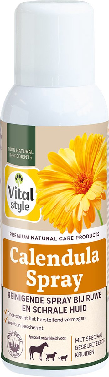 VITALstyle Calendulaspray - Paarden Supplement - Verzorgt En Ondersteunt Natuurlijk Herstel Van De Huid - Met o.a. Calendula & Hamamelisblad - 100 ml