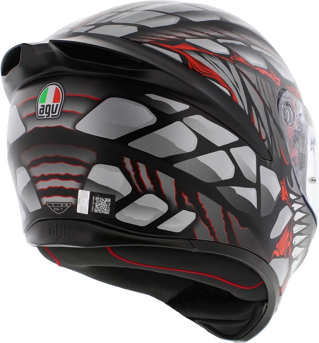 AGV K1 S LYZARD MATT BLACK/GREY/RED - Maat S - Integraal helm - Scooter helm - Motorhelm - Zwart - Scooterhelmen mannen en vrouwen. – foto 5