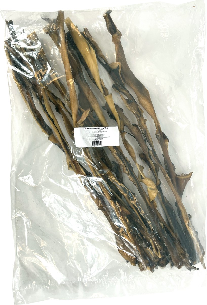 Petsnack Petsnack Kauwstaaf 65cm 1kg - Gezonde Hondensnack Zonder Toevoegingen - Runderkophuid, Lange Kauwstaaf