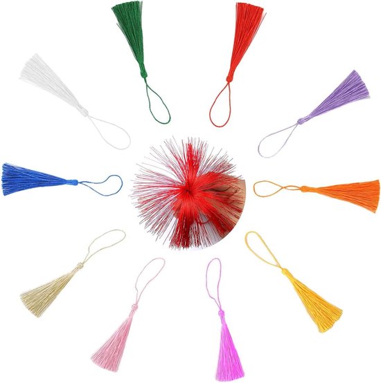 Lot De 100 Glands Artisanaux Miniatures - Pompons Soyeux Avec Boucle Pour Création Bijoux