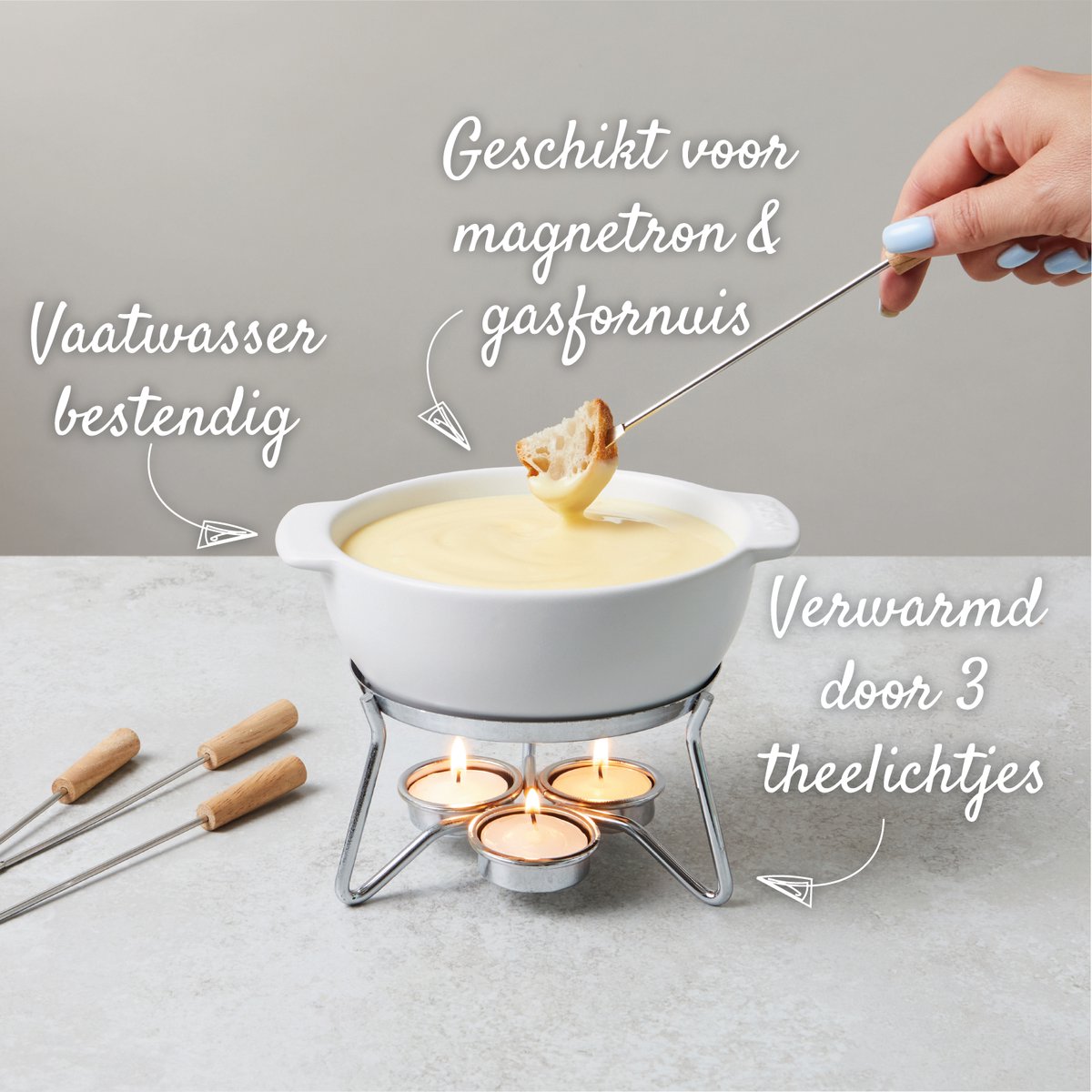 Boska Kaasfondueset Party - Magnetron bestendig - Keramiek - Wit - 750 ml – foto 4