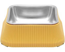 Belle Vous Yellow Stainless Steel Dog Food Bowl - 550ml/18.5oz Raised Feeding Bowl - Non-Slip & Non-Spill Pet Food/Water Bowl - Small-Large Cats/Dogs Belle Vous Yellow Stainless Steel Dog Food Bowl - 550ml/18.5oz Raised Feeding Bowl - Non-Slip & Non-Spill Pet Food/Water Bowl - Small-Large Cats/Dogs
