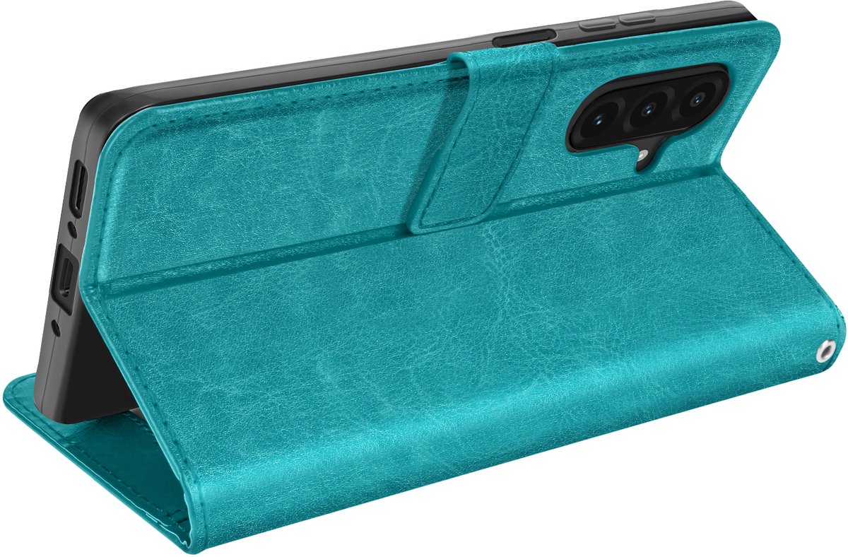 Mayaxess, Geschikt voor Samsung Galaxy A26 Portemonnee hoesje met polsbandje, Turquoise