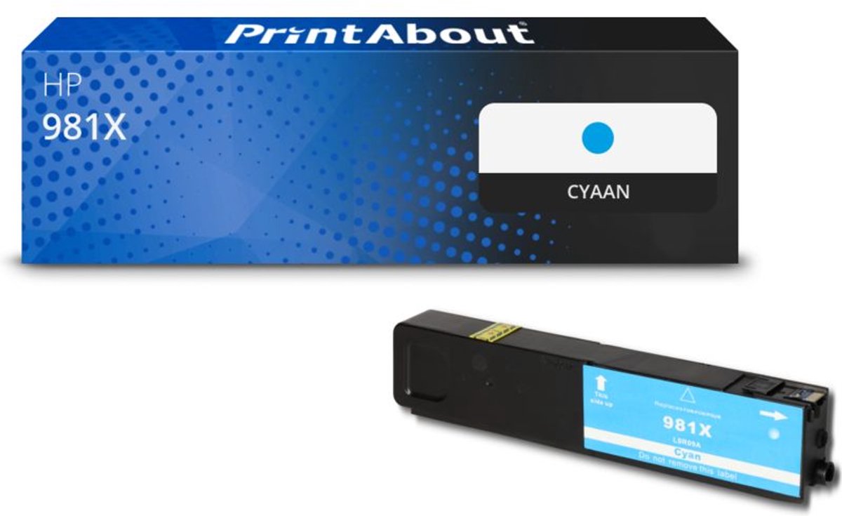 PrintAbout huismerk Inktcartridge 981X (L0R09A) Cyaan Hoge capaciteit geschikt voor HP